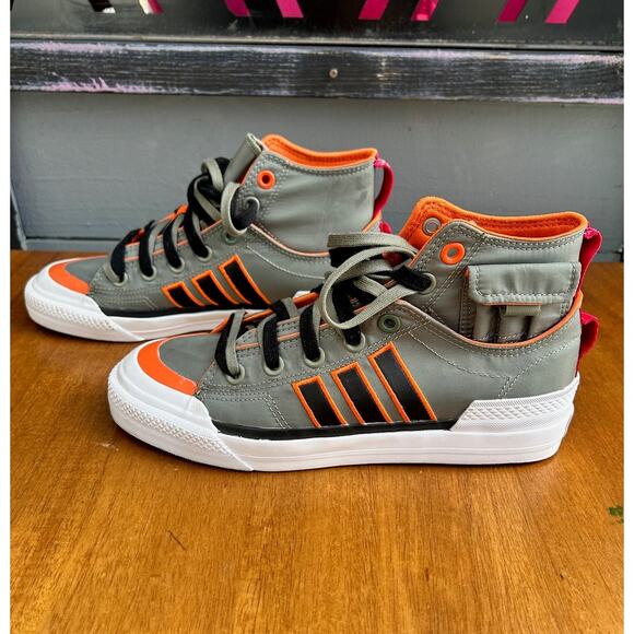 adidas Other - Adidas Originals NIZZA HI DL Youth 6.5 Gray Orange Skate Style GZ2655